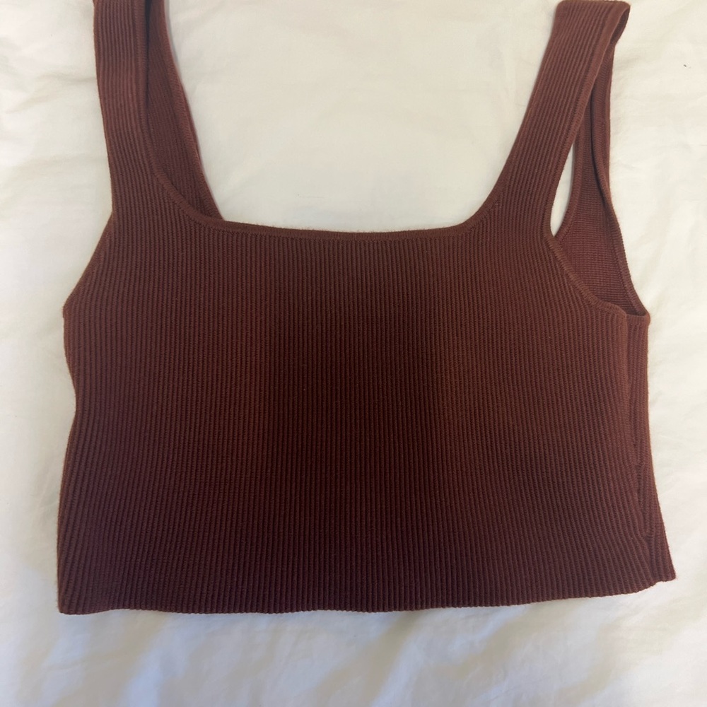 Reformation Tea Ribbed Cropped Sweater Tank - Picture 3 of 3